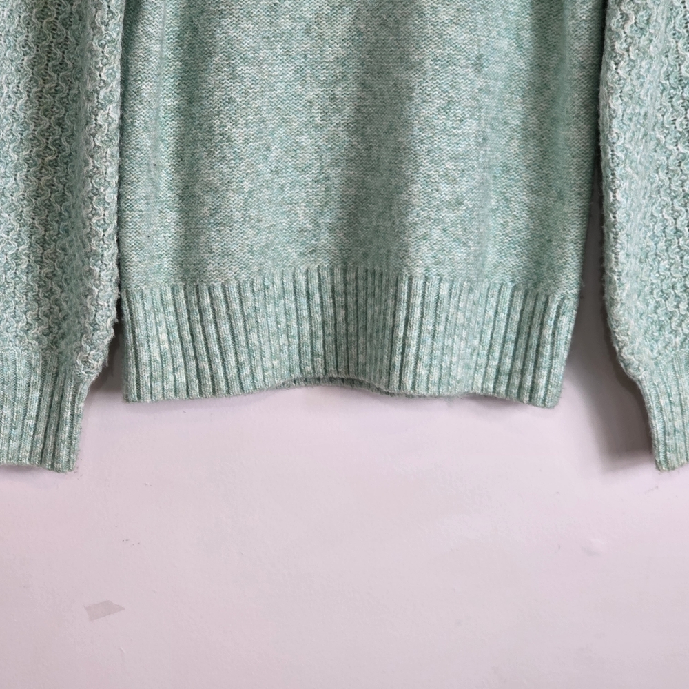 J.Crew Wintergreen Honeycomb Wool Alpaca Blend Balloon-sleeve Sweater Size XS - Picture 7 of 11